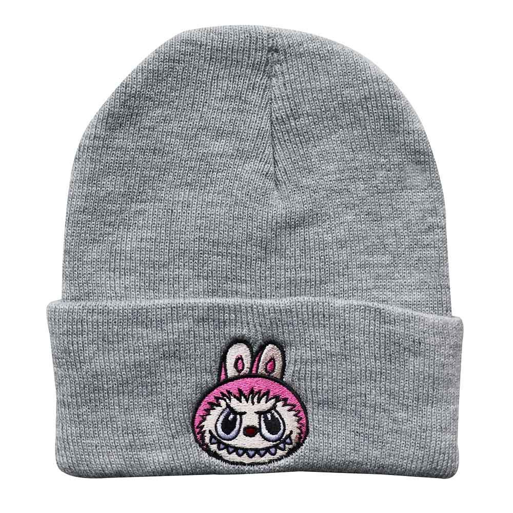 Men's and women's outdoor sports warm hats, autumn and winter trendy cartoon woolen hats, Labubu embroidered student knit hats