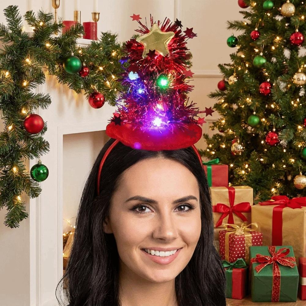 Vibrant Colors Xmas Hair Hoop Star Holiday Headwear Christmas Tree Headband Adult Women
