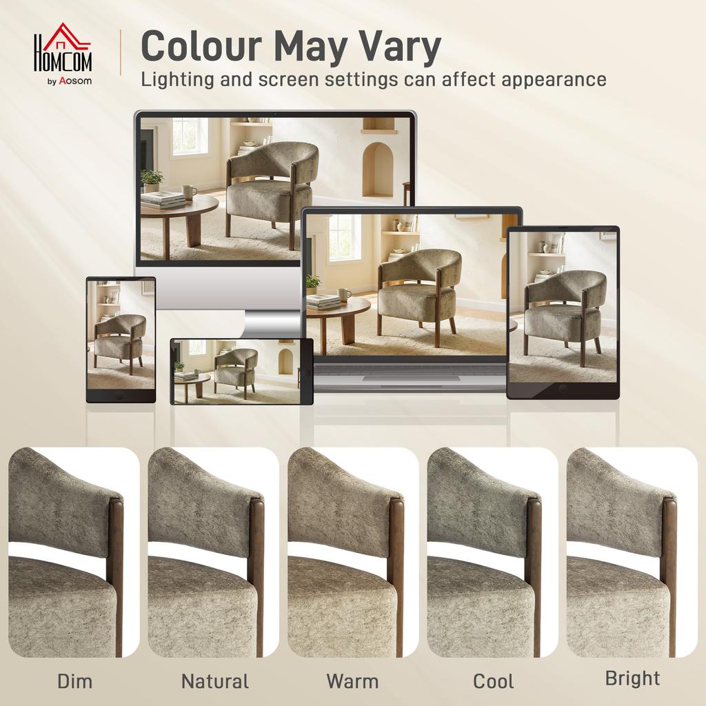 Accent Chair, Upholstered Tub Chair with Solid Wood Frame and Legs, Light Brown