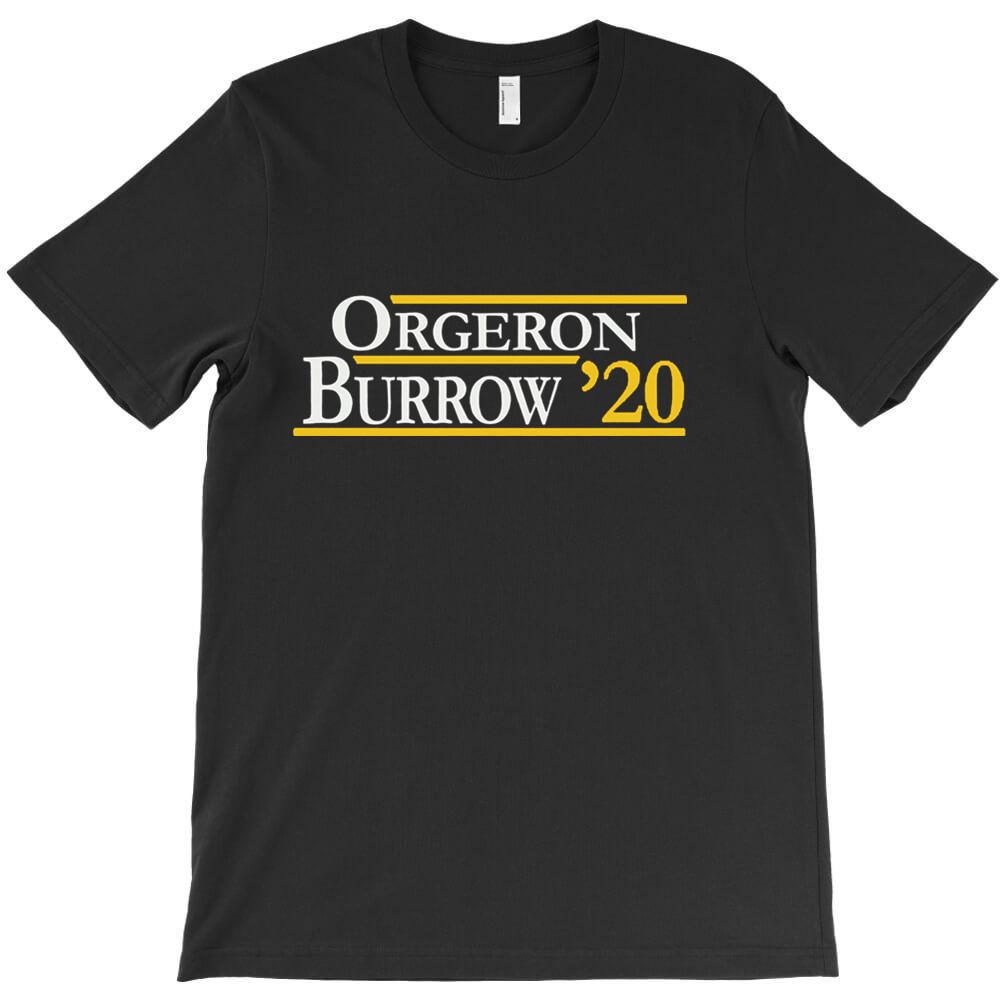 Orgeron And Burrow In For Dark T Shirt Cheap Hombre Short Sleeve Crew Neck