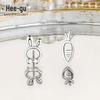 Асимметричные серьги для сна Xigu S999 Silver в виде кролика и морковки