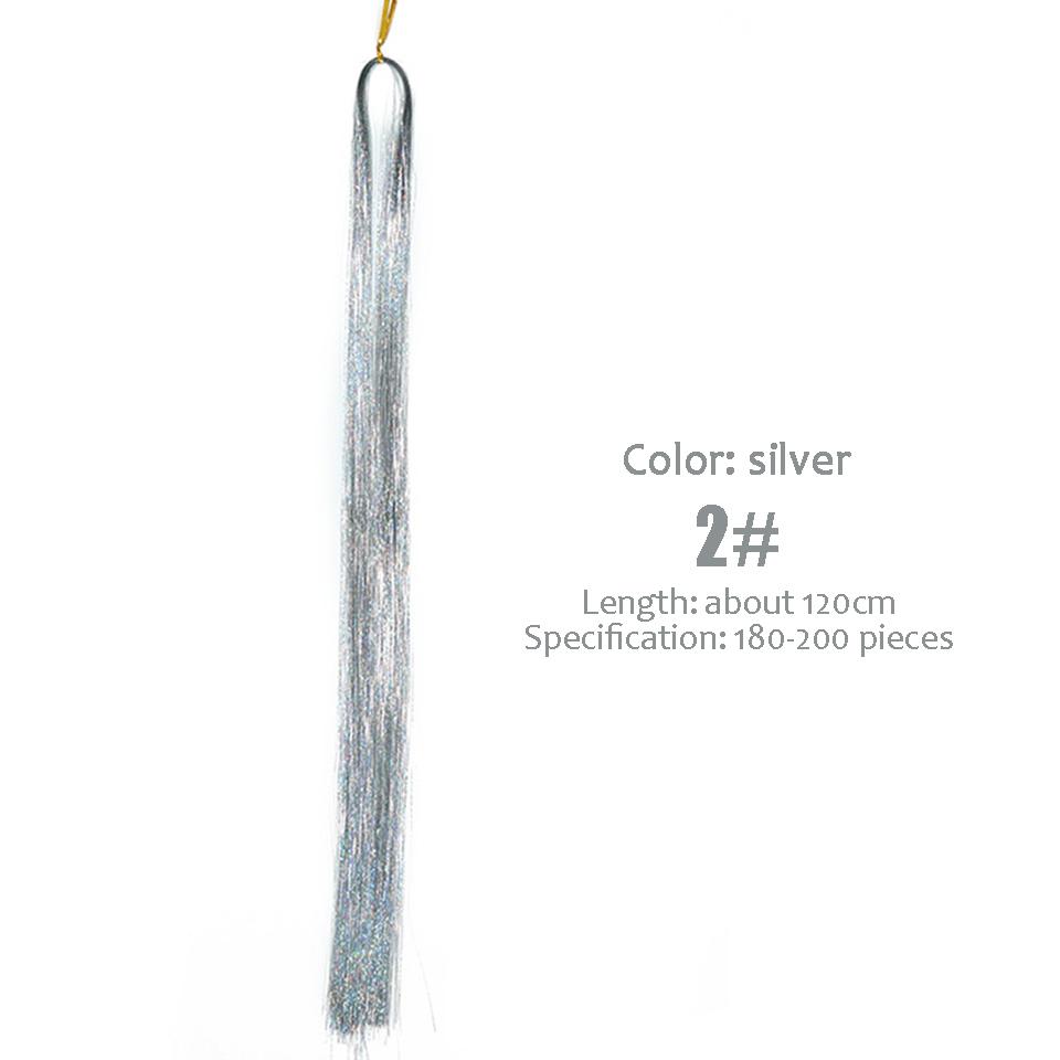 WTB Synthesis Neon Rainbow Sparkle Shiny Hair Tinsel Rainbow Silk Hair Extensions Dazzles Women Hippie for Braiding Headdress