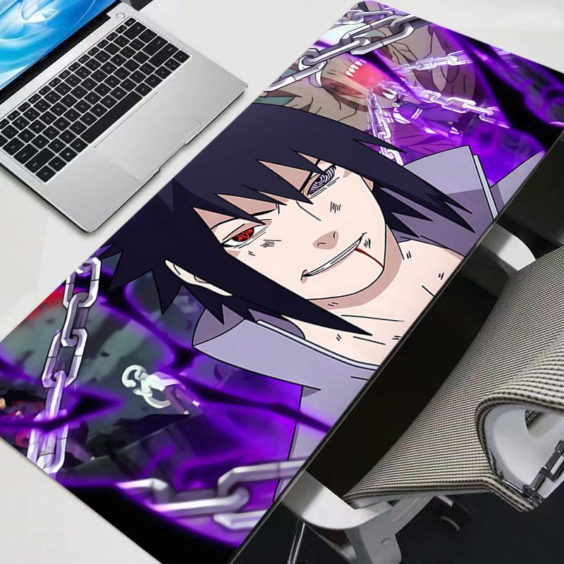 Mouse Pad HD Desk Mat Anime N-naruto Play Mat Gaming Mousepad Speed Sasuke Uchiha Computer and Office Gamer Cabinet Keyboard Pad