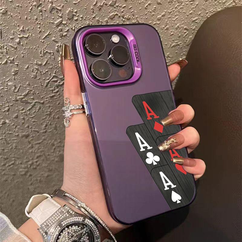 Покер для iPhone 16 11 12 13 Pro 14 15 Plus 16 Pro Max Противоударный Ультратонкий Жесткий Чехол Защитный Чехол для Телефона для Чехла iPhone 16
