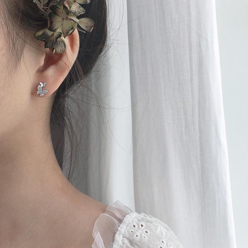 Серьги-бабочки из стерлингового серебра 925 пробы - Модные простые в корейском стиле 2019 года для женщин и студенток