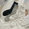 Spring and Summer Thin Polka Dot Socks for Women, Mid-calf Socks, Mesh Breathable, Rolled, Pure Cotton Pile Long Socks