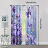 2pc    Window Curtains butterfly pattern Versatile Polyester  Without Electricity Versatile Use for College dormitory decoration