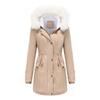 Jackets for Women Fleece Autumn and Winter Removable Hair Collar Women's Pie Over Long-sleeved Hooded Cotton Coat Velvet Coat Cotton Clothing Women