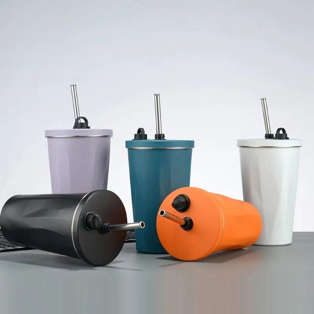 Creative Travel Insulated Tumbler 600ML with Straw Stainless Steel Thermal Mug Leak Proof with Lid Stainless Steel Coffee Cup