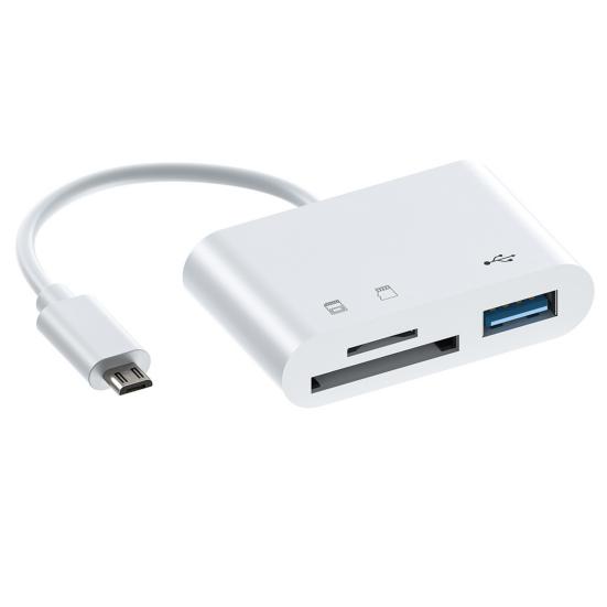 Кардридер 3-в-1 Многофункциональный USB 2.0/Type-C U Disk TF Card Reader OTG Адаптер для мобильного телефона