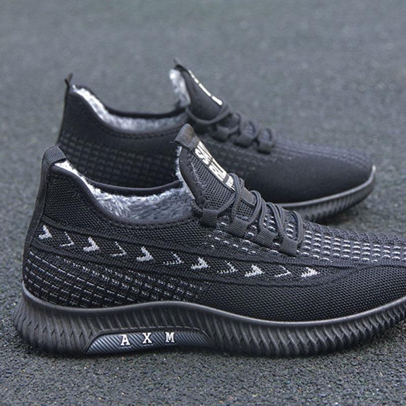 Хлопковая обувь, мужская утолщенная плюшевая теплая мужская нескользящая мягкая подошва, легкая осенне-зимняя спортивная повседневная обувь, зимняя обувь