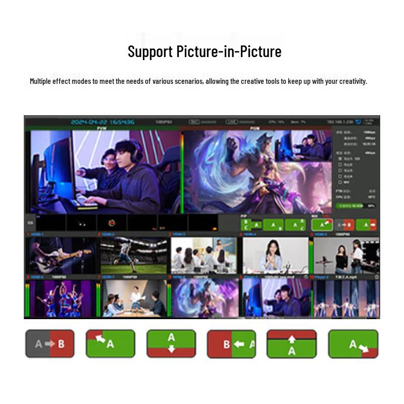 Jashiying R10 Plus Portable 8-Channel Live Streaming Switcher