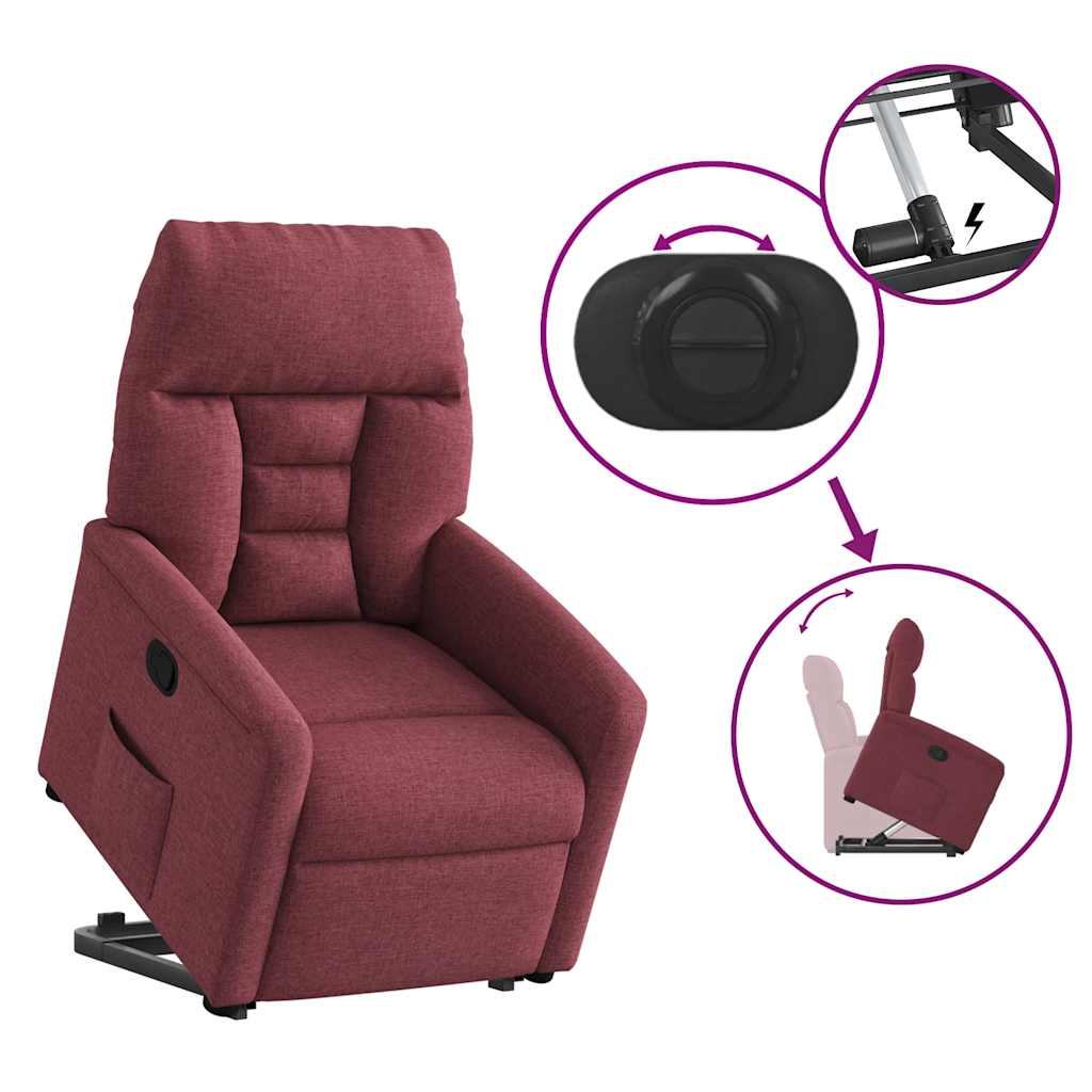 Recliner Chair with Rising Function Burgundy Fabric