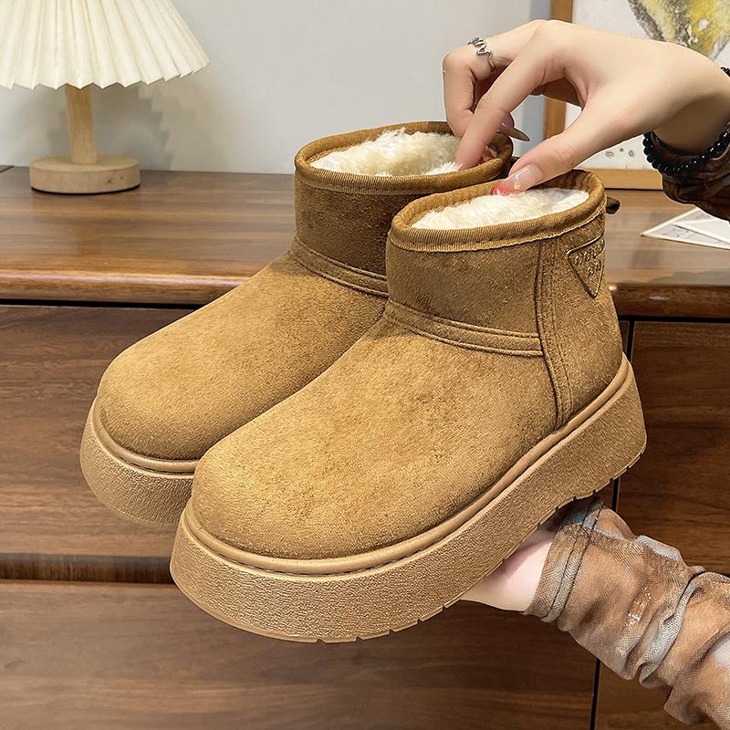 Зимние женские короткие плюшевые теплые зимние ботинки, повседневная обувь, новые замшевые ботильоны «Челси» на плоской подошве, женская обувь на платформе, Botas