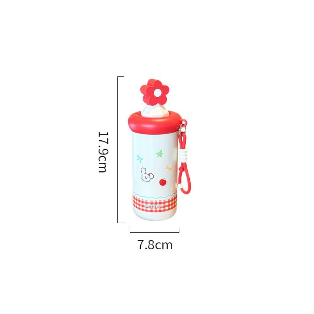 New Flower Insulated Cup Stainless Steel with Straw Thermal Water Bottle with Lanyard Vacuum Sippy Mug Gifts