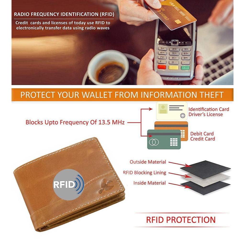Мужской кожаный кошелек Buttler Tan с блокировкой RFID
