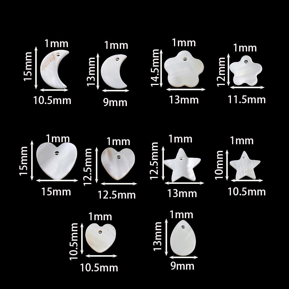 10pcs Natural Pearl Shell Pendant Heart Star Shaped Artificial Pearl Shell Charms for DIY Necklaces Jewelry Making Accessories