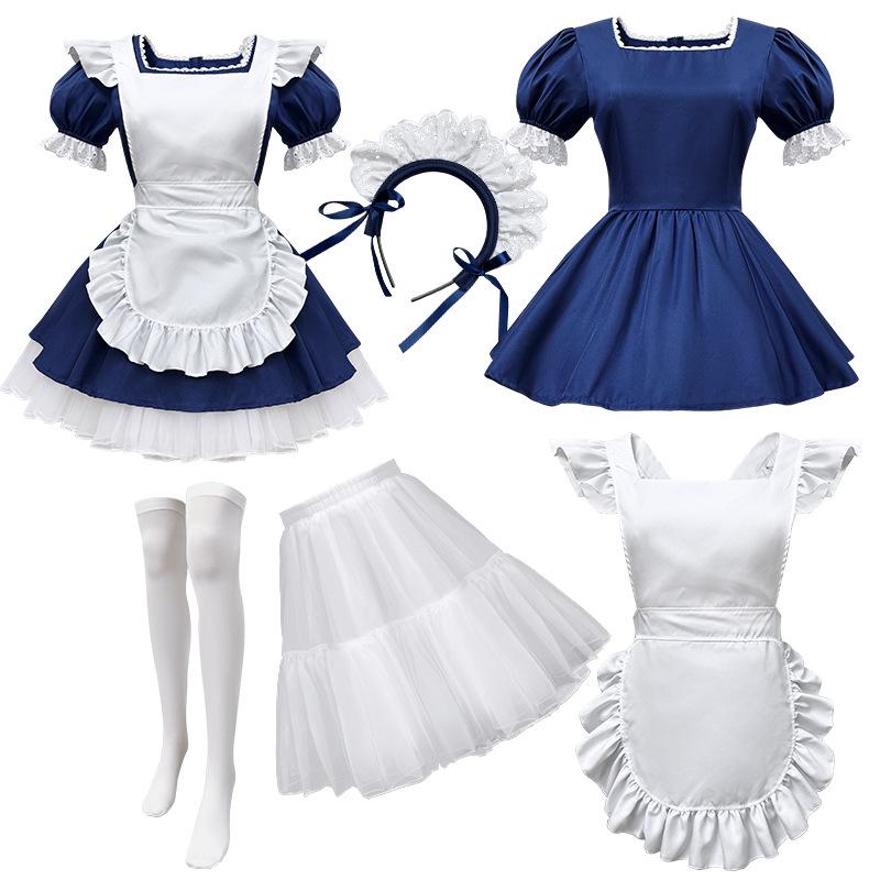 2025 Angelic Maid Navy Blue Lolita Dress Set - Cute Japanese Cosplay Outfit