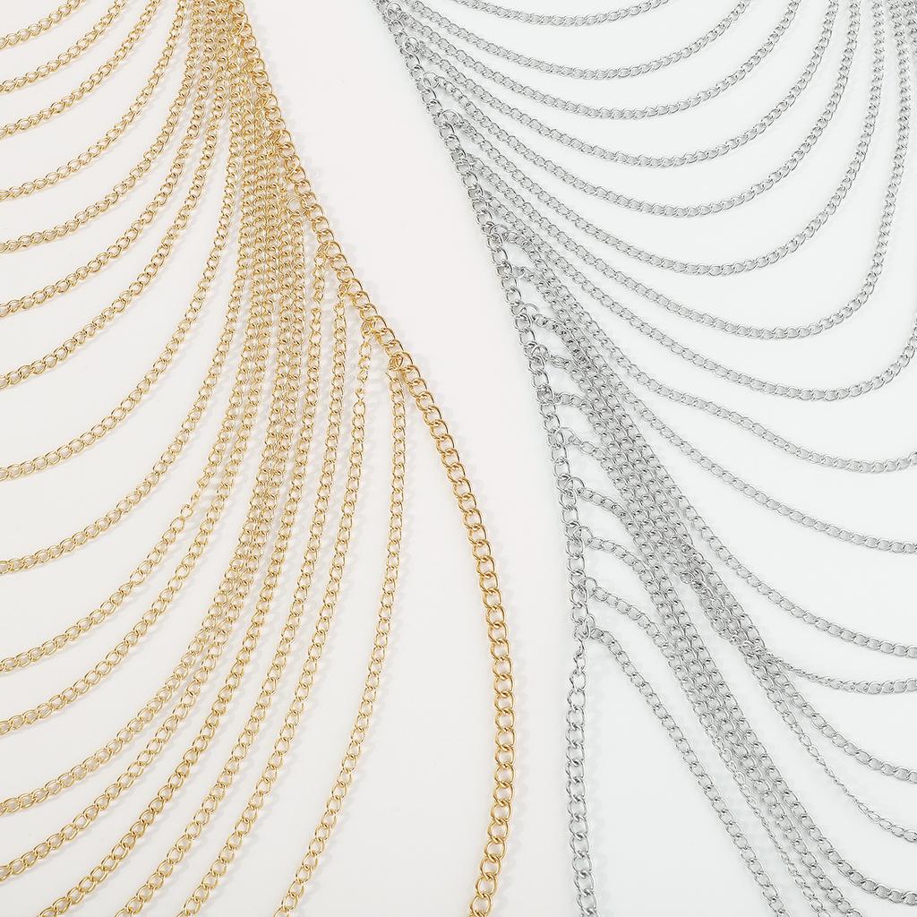 Simple And Fashionable Multi-layer Tassel Chain Chest Chain Sexy Exaggerated Bikini Halter Neck Body Chain For Women