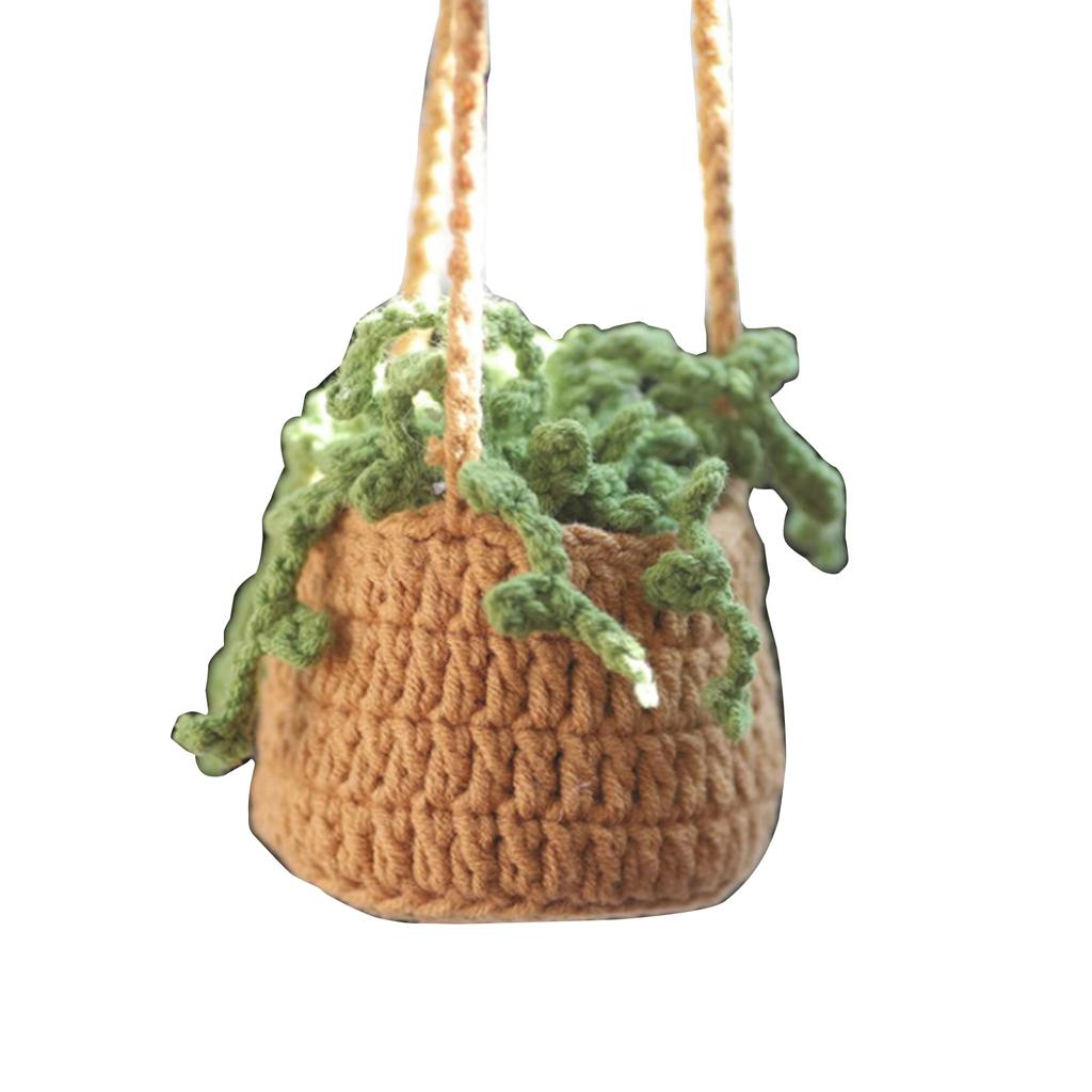 Милые многоцветные горшечные растения, вязаные крючком, подвесные зеркала для автомобиля - аксессуары Милые автомобильные аксессуары для женщин и мужчин, подарок ручной работы