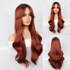 Long Auburn Wigs for Women Synthetic Curly Wig with Free Side Bangs Long Curly Wig for White Woman Drag Queen Costume Cosplay
