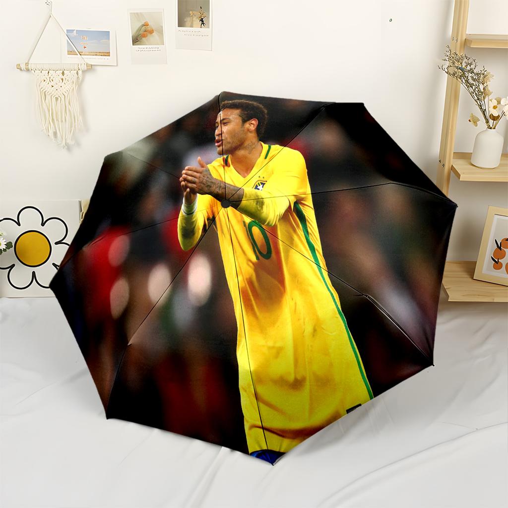 Brazilian Footballer Victory. Automatic Umbrella Retractable Design with 8-Rib Durability Foldable Design for Women/Men Outdoor Accessory