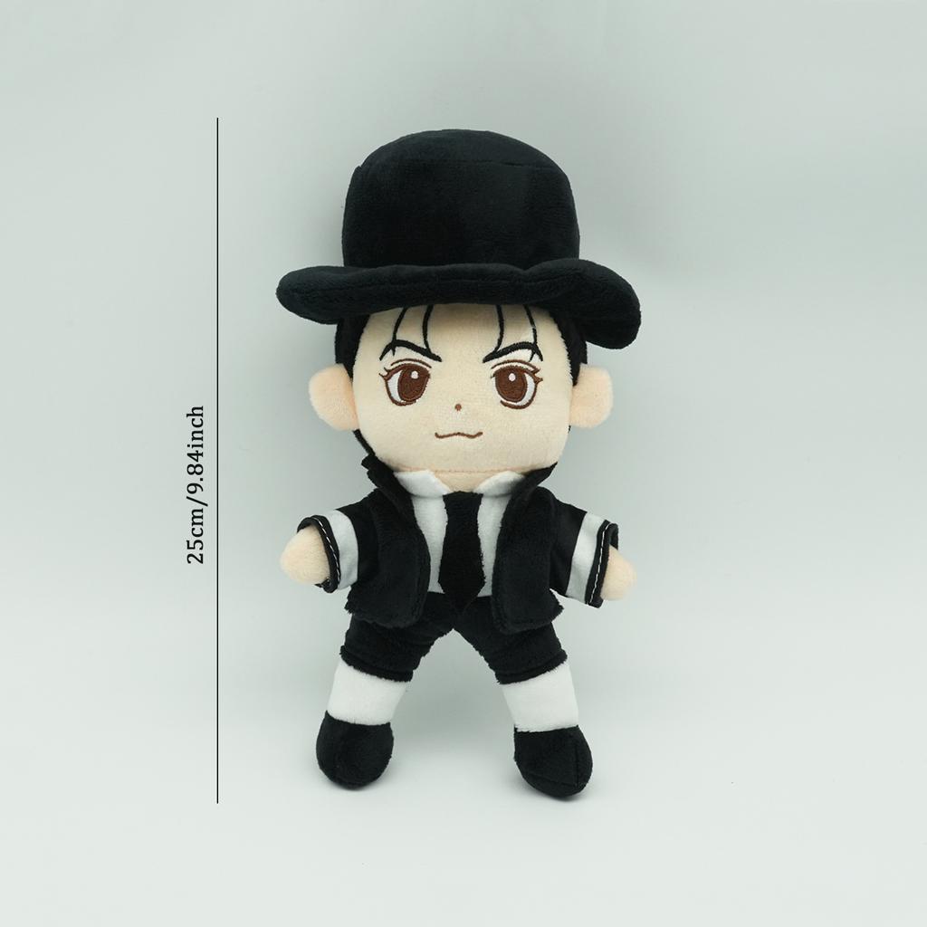 New Michael Plush Doll Cool Star Classic White Stripe Suit Stuffed Doll Singer Peripherals Plushie Fans Birthday Gifts