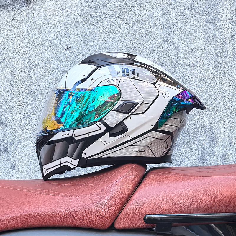 Orz motorcycle helmet peel-off helmet double lens big tail locomotive racing helmet running helmet men and women keep warm in winter