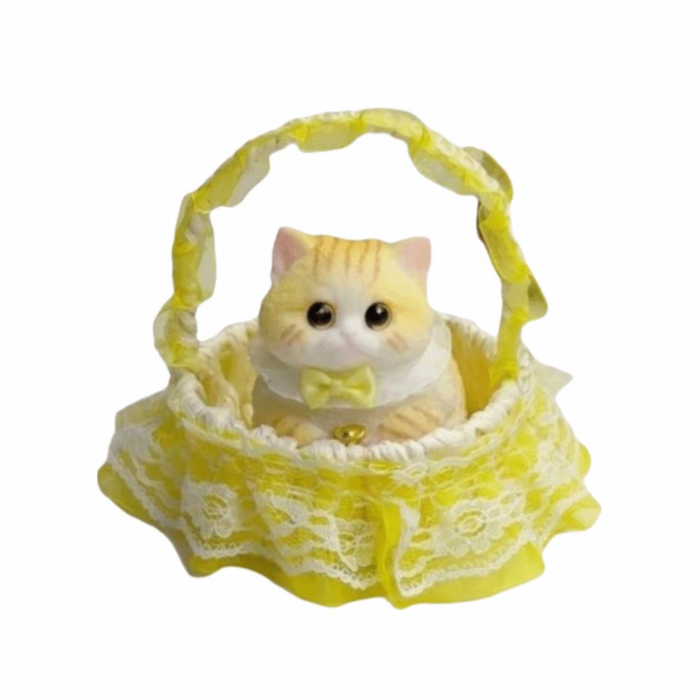 with Flower Basket Cat Fidget Toy Slow Rebound Cat Squishy Toy Cat Squeeze Toy Children's Gift