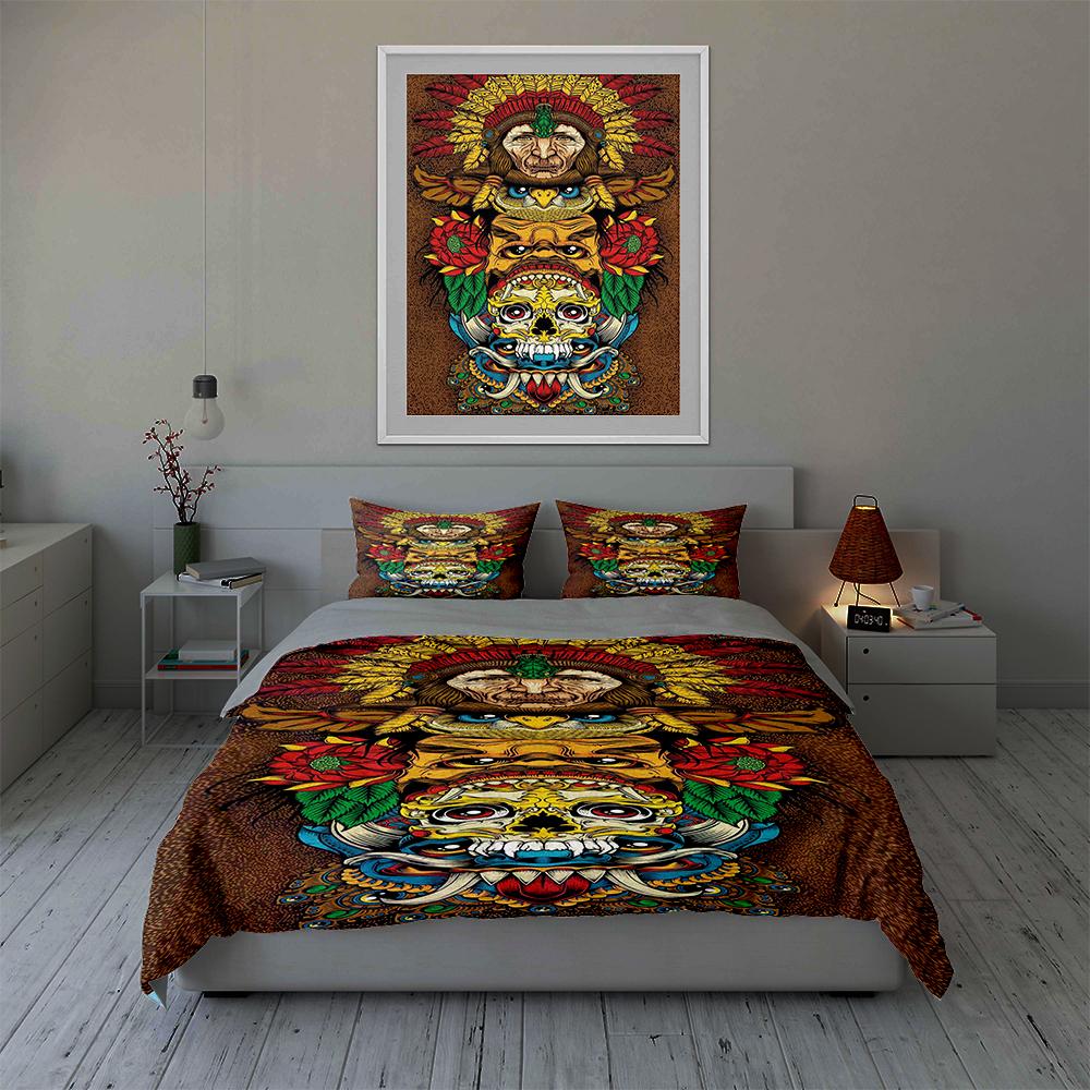 Animal face tribal headdresses. Bedding sets Duvet cover sets Duvet covers Pillowcases(1 * Duvet Cover 2 * Pillowcases, without duvet insert)