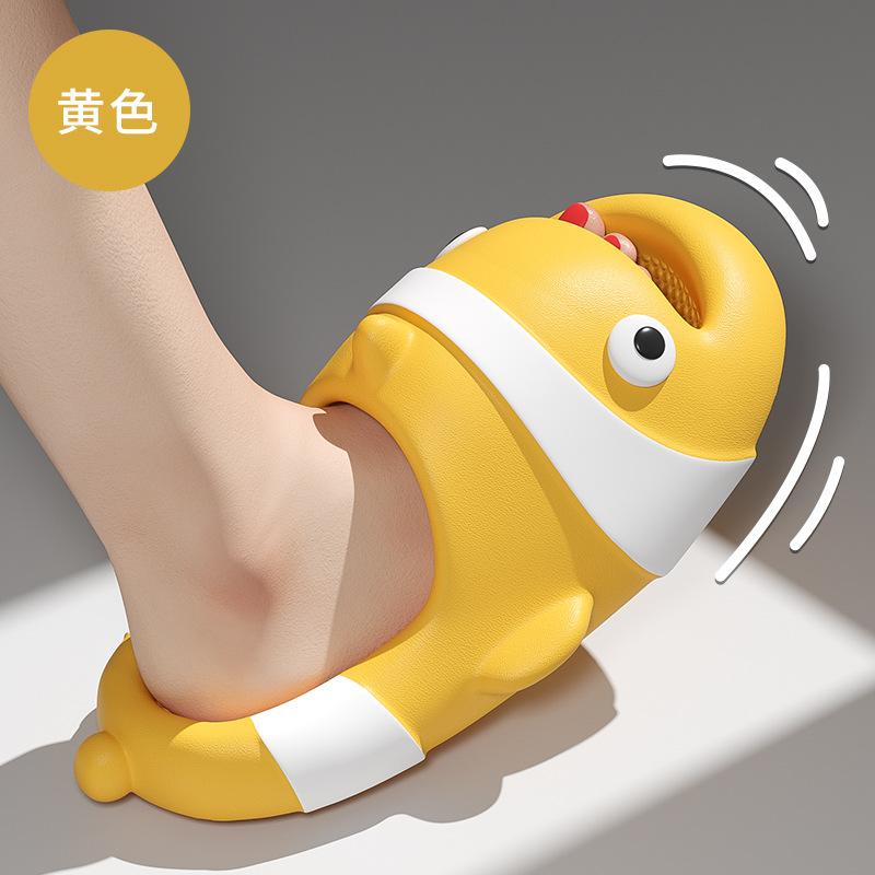 Модные летние милые мягкие тапочки с животными для женщин, модные домашние сандалии с рыбой-клоуном для пар, для ванной комнаты, противоскользящие тапочки на платформе