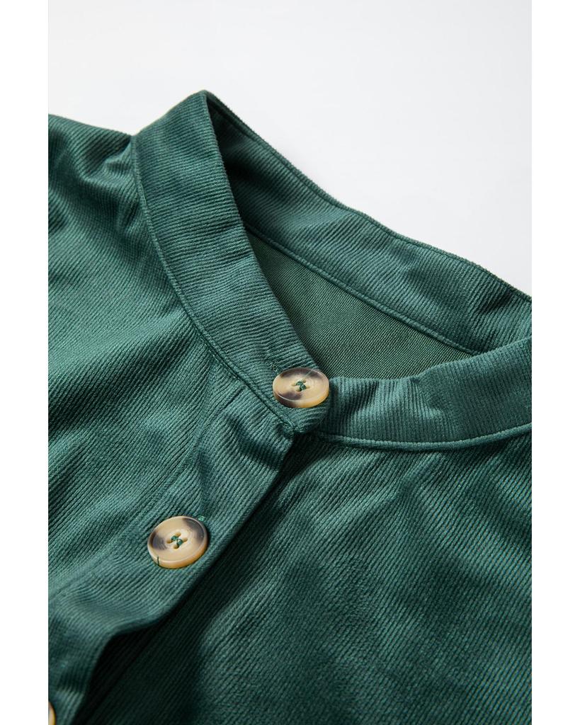 Azura Exchange Рубашка Skobeloff Corduroy с оборками и пуговицами с круглым вырезом