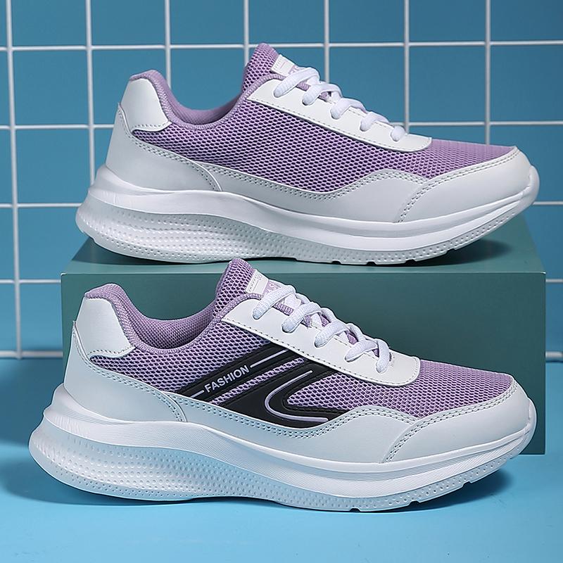 Purple Sports Shoes for Women In Spring and Summer Lightweight Non Slip Shock Absorbing Student Running Shoes Mother Soft Soled