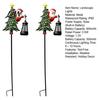 Festive Front Yard Illuminations 2Pcs Solar Santa Garden Stake Lights, Christmas Pathway Lawn Wireless Lights Decor with Metal Lantern, Waterproof