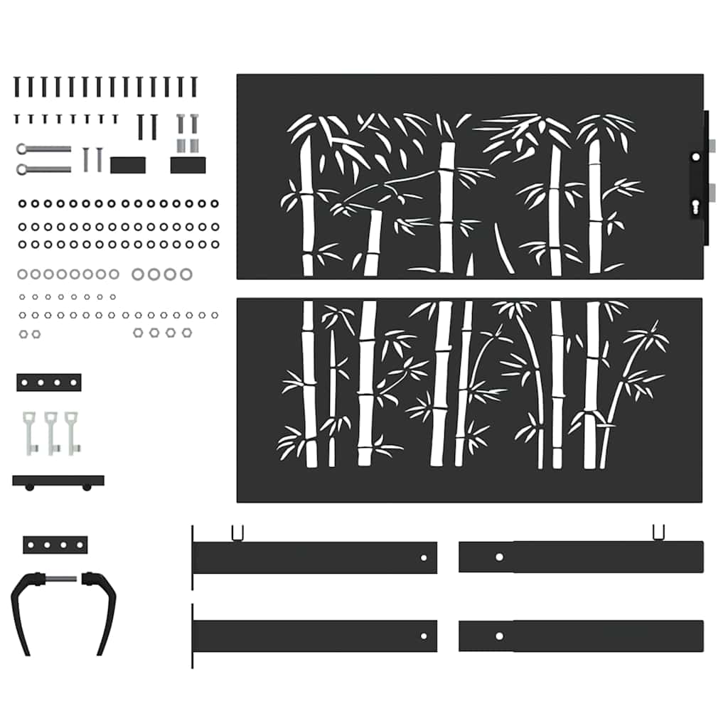 Garden Gate Black 110 x 105 cm Powder Coated Steel