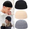 Short Skullcap Korean Style Melon Cap Retro Knitted Hats  Autumn and Winter