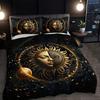 Boho Sun And Moon Duvet Cover Set Black White Floral Bedding Set Bohemian Exotic Comforter Covers Queen Bedroom Decor All Season