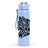 1PC Black Wolf Head Silhouette 750ml Color Plastic Sports Water Bottle Leakproof Flip Straw Lid Suitable for Sports Office Home Use
