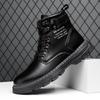 Fashion Spring Men Leather Boots Fashion Motorcycle High Top Platform Ankle Boots Outdoor Waterproof Non Slip Casual Shoe Bota Masculina