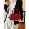 Vintage PU Leather Women Crossbody Bags  New Versatile Small Handbag Fashion Solid Color Bowling Shoulder Bag