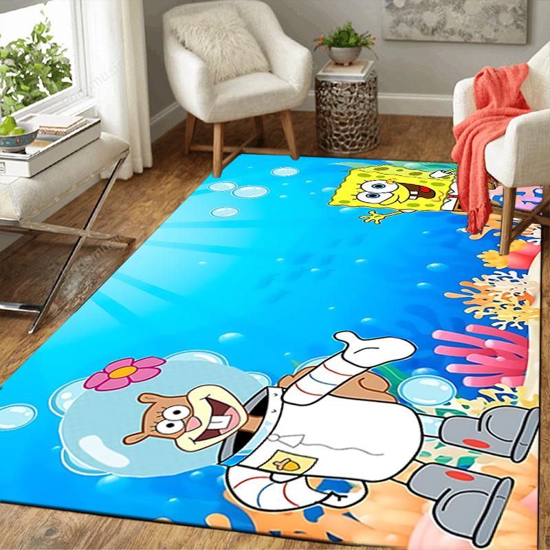 1Pc Spongebob Friends Adventure Rug, Office Carpet Indoor Outdoor Doormat, Non-Slip, Comfortable, Living, Christmas Halloween, Xmas Gift Y1965