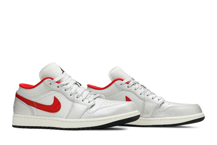 Men's Sneakers Nike Jordan 1 Low Night Track Sail/Metallic Silver-Varsity Red-Black