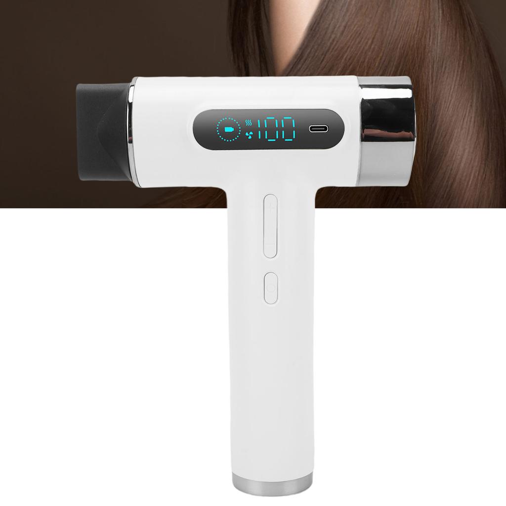 Cordless Hair Dryer 300W High Speed Cold Hot Wind USB Rechargeable Hair Blow Dryer for Student Dormitory Travel