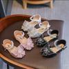 Girls Sequin Lace Bow Kids Shoes Girls Cute Pearl Princess Dance Single Casual Shoe New Children's Party Wedding Shoes D721