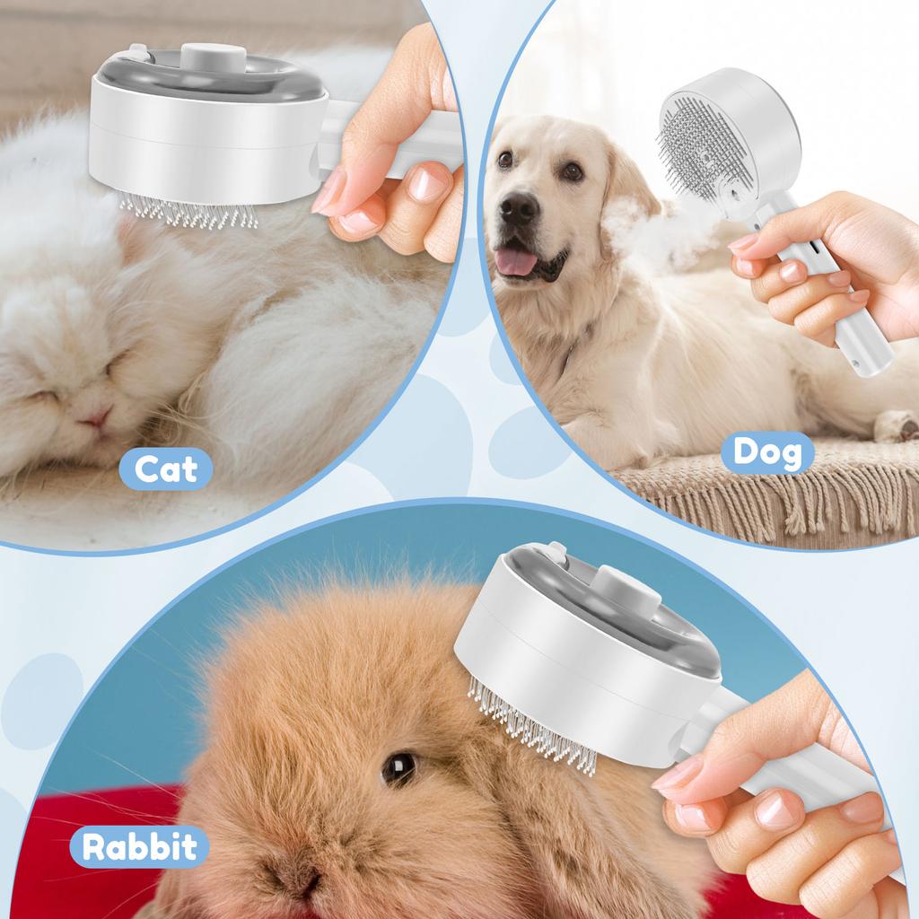 Cat Dog Steamy Brush Shedding Steam Cat Brush Adjustable Pet Grooming Brush Button Steam Spray Hair Bath Hair Removal Brush Comb