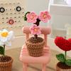 Mini Crochet Flower Potted Tulip Sunflower  Plum Blossom Artificial Flower Handmade Desk Decor Day Gift Wedding Guest Gift