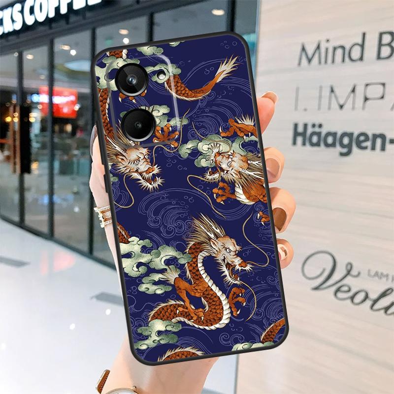 Японский чехол DRAGON TATTOO для Realme 15 Pro 14 13 11 12 Pro Plus GT7 GT6 C55 C51 C53 C35 C33 C61 C65 C67 C71 C75