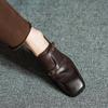 Women Shoes Style Vintage Cowhide Women's Leather Shoes Square Toe Belt Buckle Mid-heel Pumps Fall New Fashion Loafers Shoes