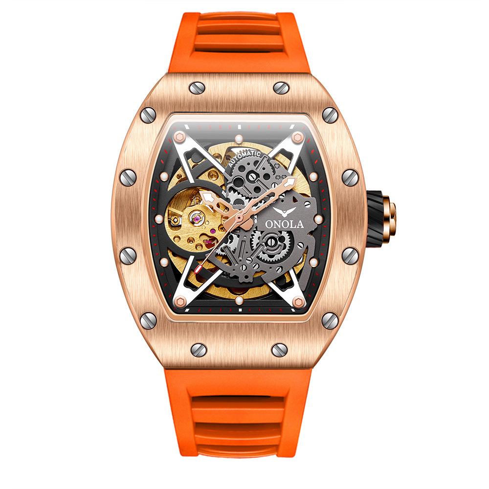 Новые полностью автоматические механические часы для мужчин с силиконовым ремешком, спортивные водонепроницаемые часы для мужчин