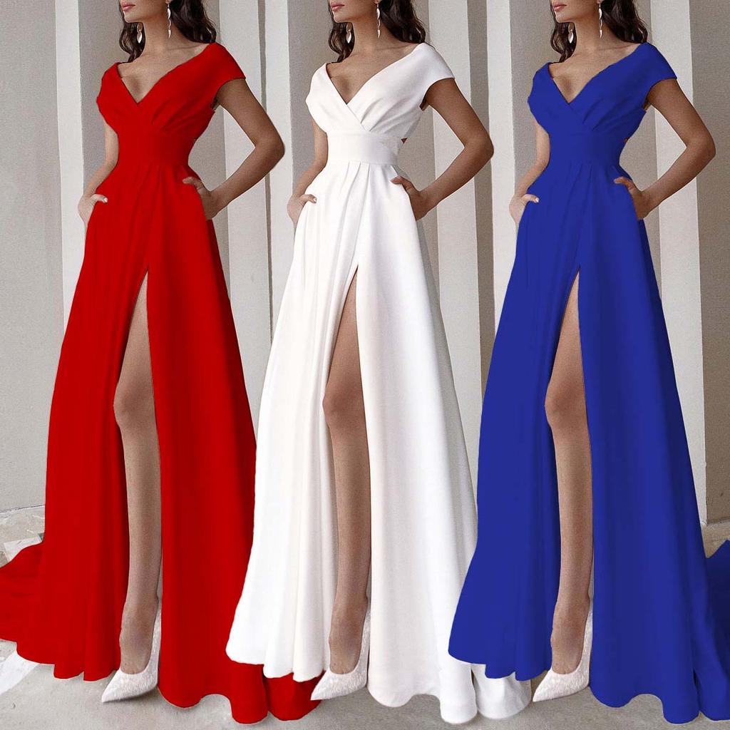 Women's Sexy V-neck Party Evening Dress Wedding Dress
